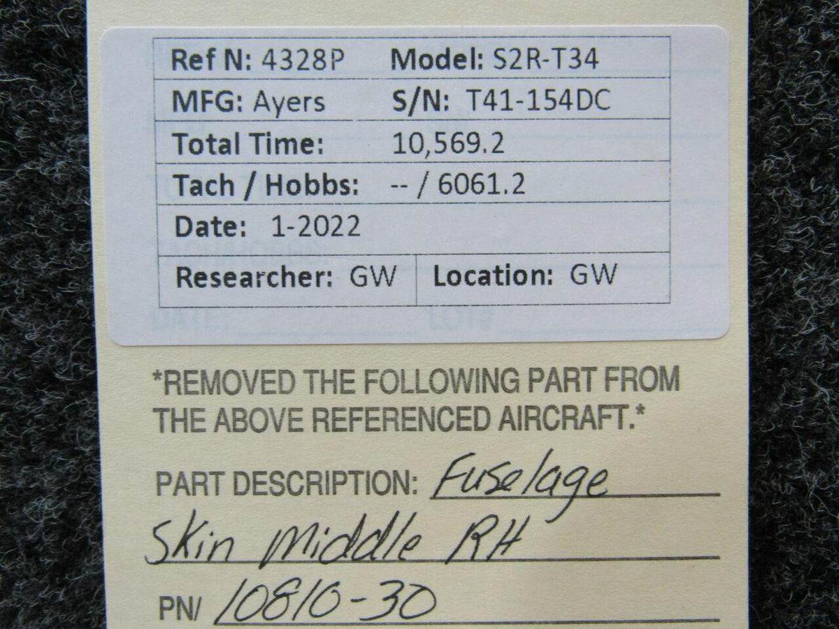 Ayres 10810-30 Ayres S2R-T34 Fuselage Skin Middle RH