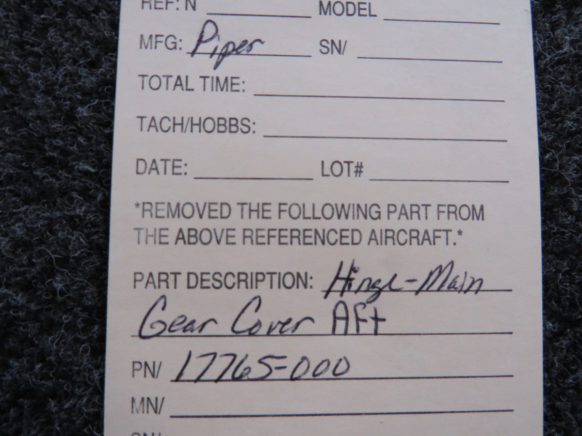 17765-000 Piper Hinge Main Gear Cover Aft BAS Part Sales | Airplane Parts