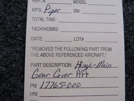 17765-000 Piper Hinge Main Gear Cover Aft BAS Part Sales | Airplane Parts