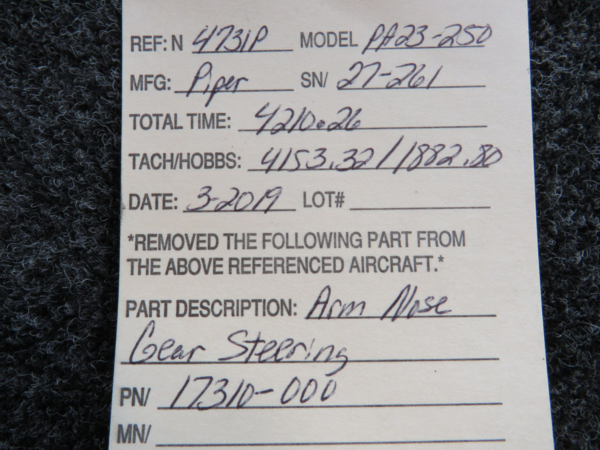 17310-000 Piper PA23-250 Arm Nose Gear Steering BAS Part Sales | Airplane Parts