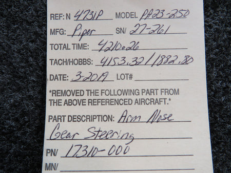 17310-000 Piper PA23-250 Arm Nose Gear Steering BAS Part Sales | Airplane Parts