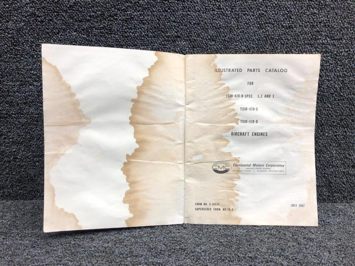 Continental TSIO-470-B / TSIO-470C / TSIO-470D Service Parts Catalog 1967 BAS Part Sales | Airplane Parts