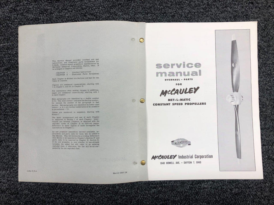 580315 McCauley Met-L-Matic Constant Speed Propeller Service Manual