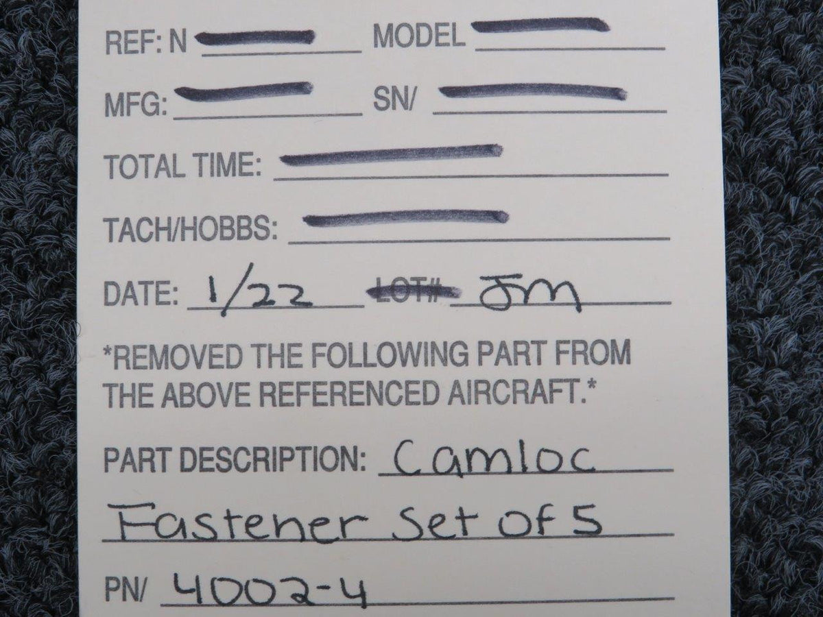 4002-4 Camloc Fastener Set of 5 BAS Part Sales | Airplane Parts