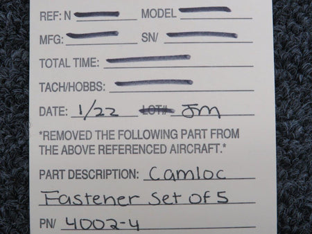 4002-4 Camloc Fastener Set of 5 BAS Part Sales | Airplane Parts