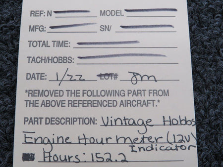 Hobbs Engine Hour Meter Indicator (Volts: 12, Vintage) BAS Part Sales | Airplane Parts