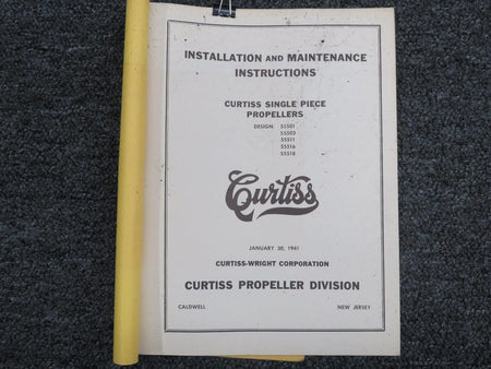1941 Curtiss Wright Propeller Installation & Maintenance Instructions BAS Part Sales | Airplane Parts
