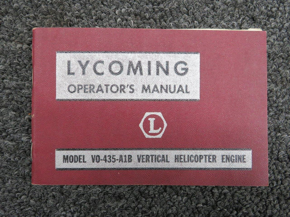 60299-4 Lycoming VO-435-A1B Vertical Helicopter Engine Operators Manual
