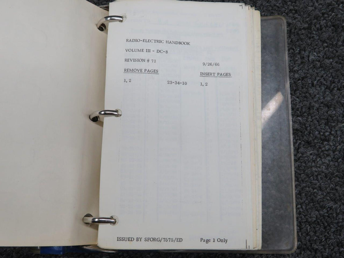 1966 DC-8 Radio Electric Handbook BAS Part Sales | Airplane Parts