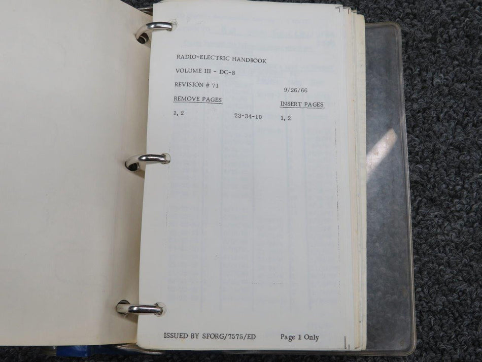 1966 DC-8 Radio Electric Handbook BAS Part Sales | Airplane Parts