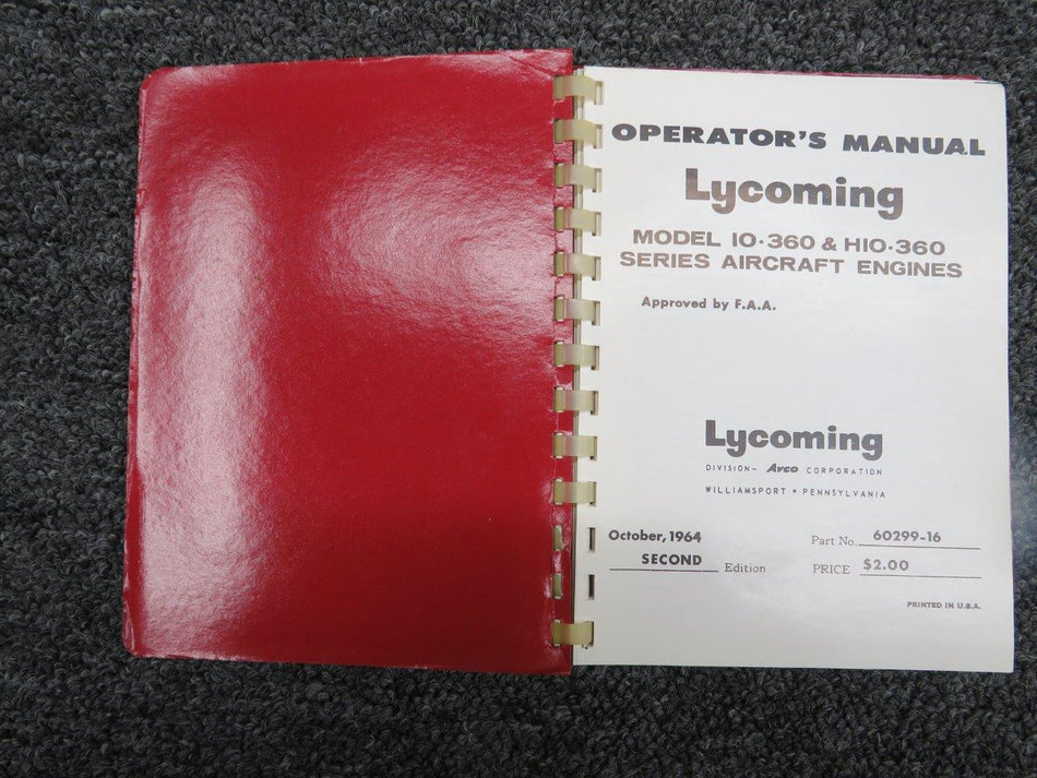60299-16 1964 Lycoming IO-360 & HIO-360 Operators Manual
