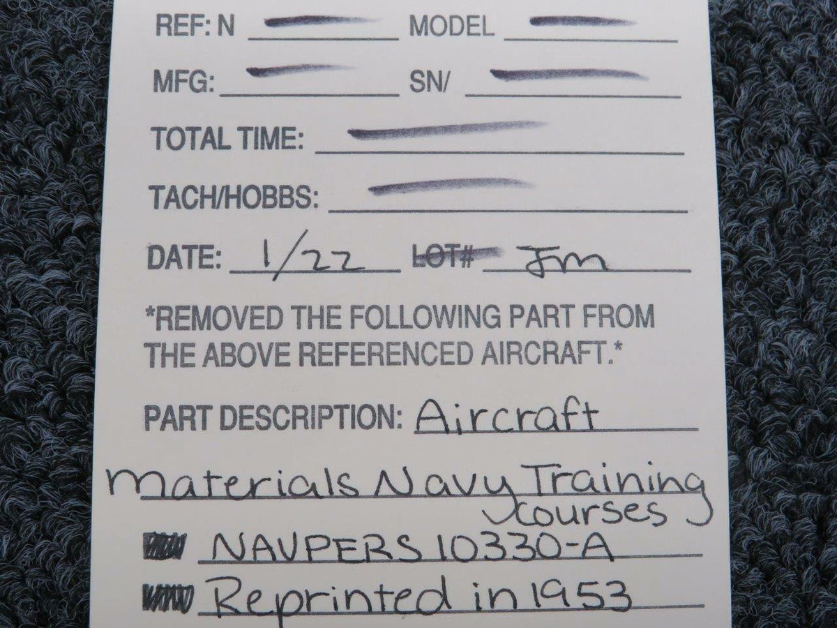 1953 NAVPERS 10330-A Aircraft Materials Navy Training Courses BAS Part Sales | Airplane Parts