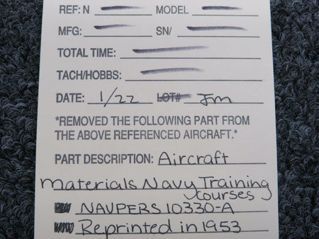 1953 NAVPERS 10330-A Aircraft Materials Navy Training Courses BAS Part Sales | Airplane Parts