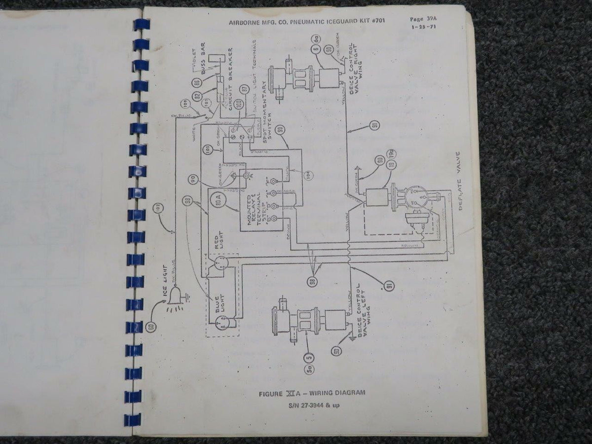 1971 Piper Airborne / Good Year Pneumatic Manual Iceguard Deicing System