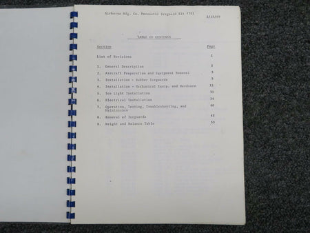 1971 Piper Airborne / Good Year Pneumatic Manual Iceguard Deicing System