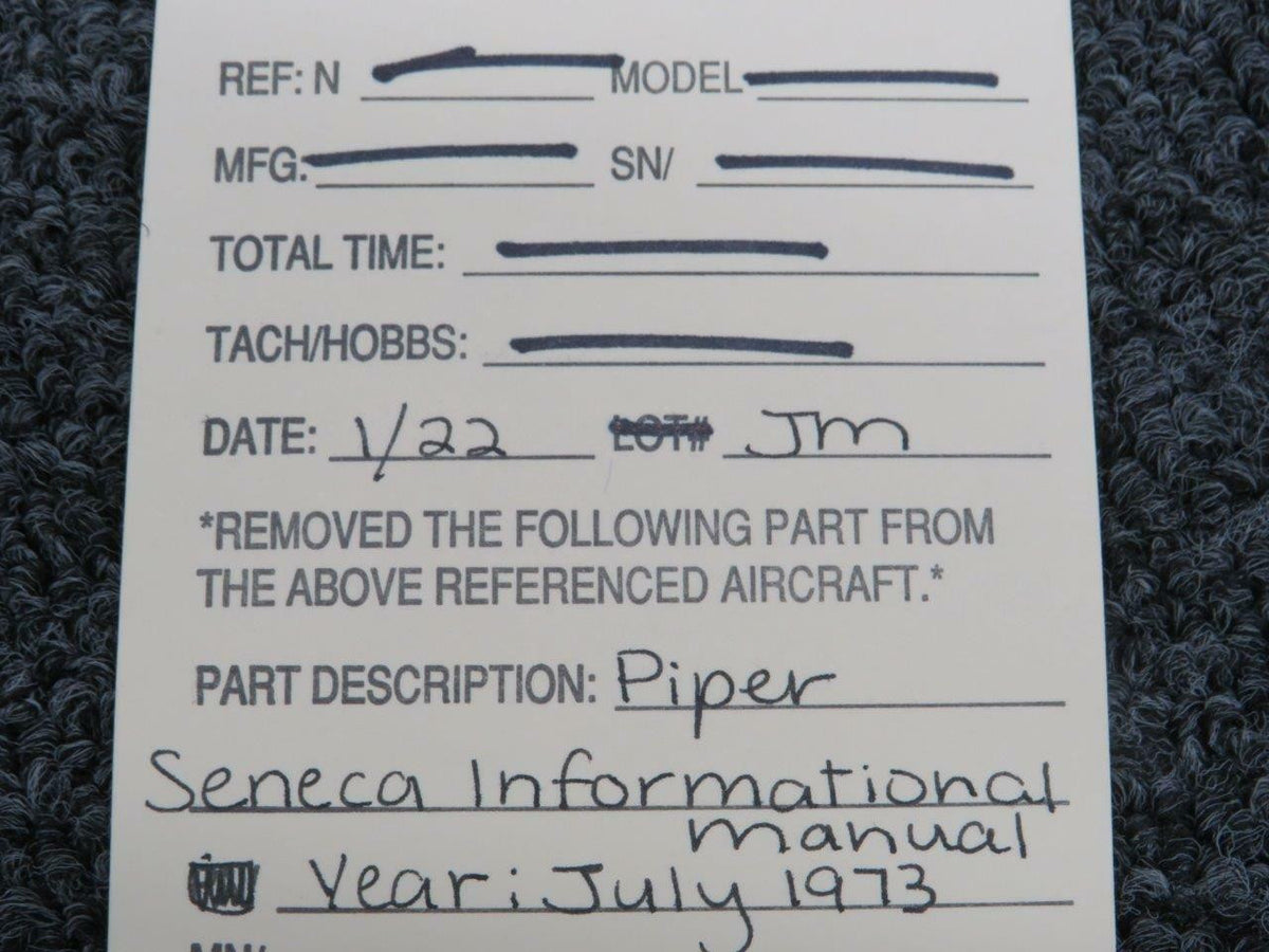 1973 Piper Seneca Informational Manual BAS Part Sales | Airplane Parts