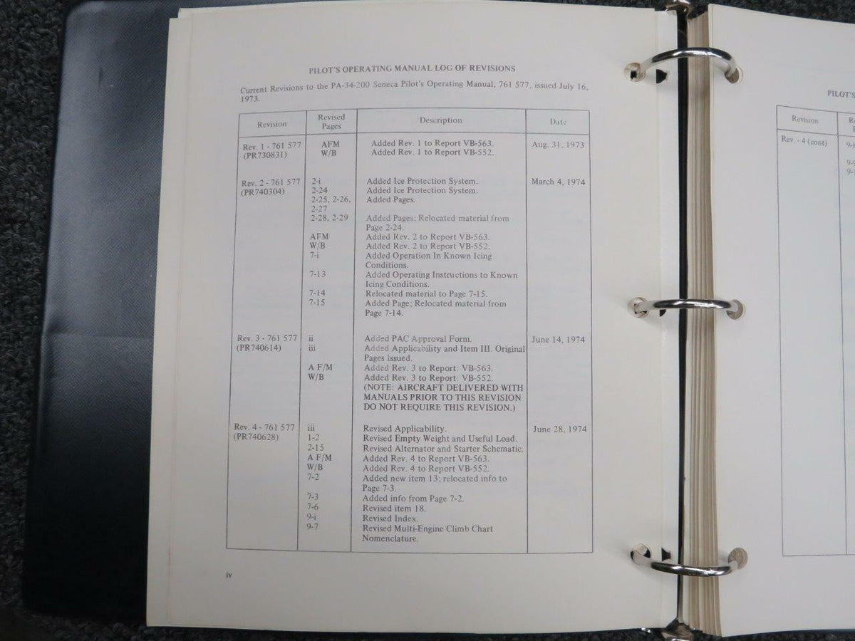 Piper 1973 Piper Seneca Informational Manual