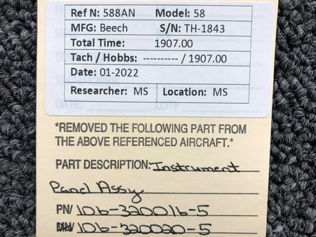 106-320016-5 / 106-320020-5 Beechcraft 58 Instrument Panel Assembly BAS Part Sales | Airplane Parts