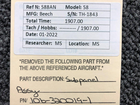 106-320019-1 Beechcraft 58 Subpanel Assembly BAS Part Sales | Airplane Parts