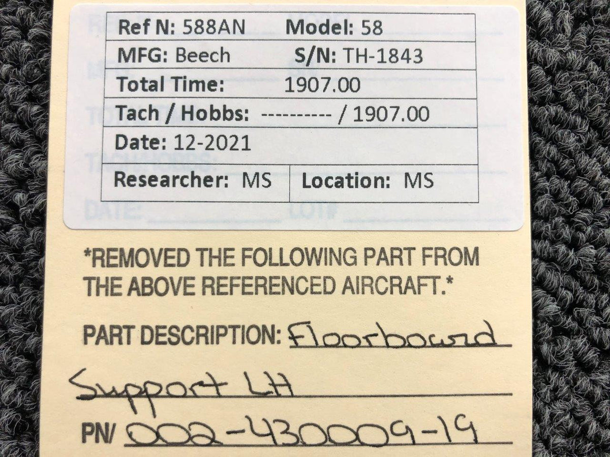 002-430009-19 Beechcraft 58 Floorboard Support LH BAS Part Sales | Airplane Parts