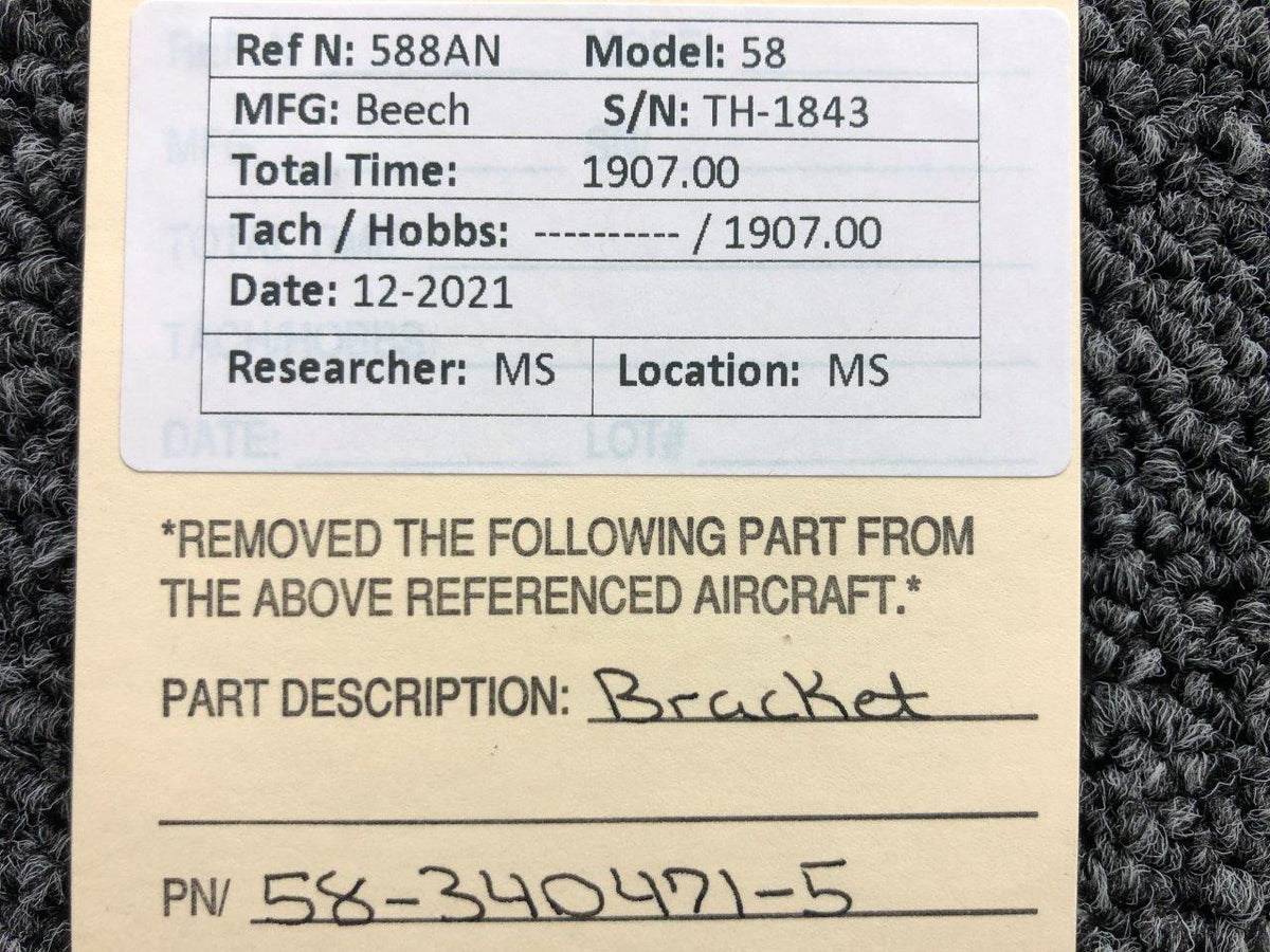 58-340471-5 Beechcraft 58 Bracket BAS Part Sales | Airplane Parts