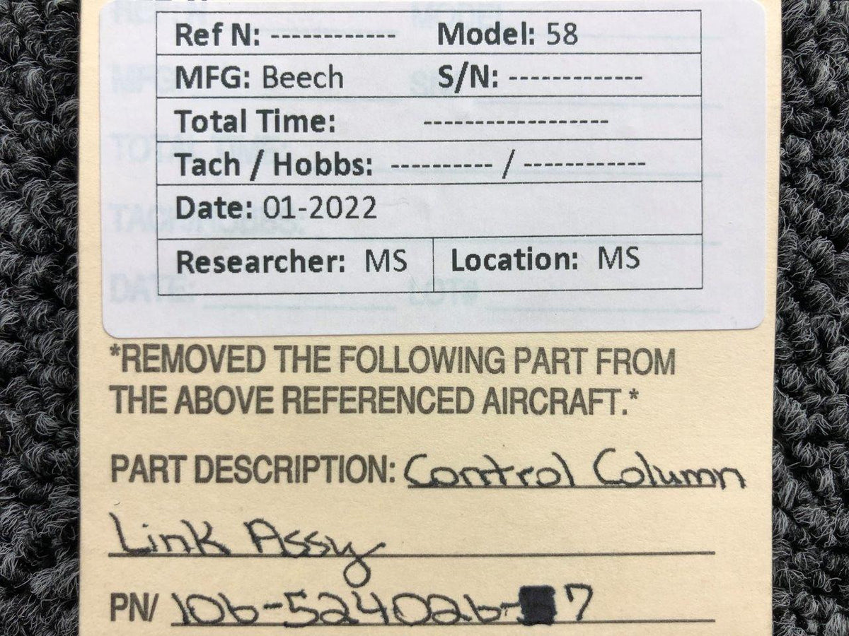 106-524026-7 Beechcraft 58 Control Column Link Assembly (NEW OLD STOCK) BAS Part Sales | Airplane Parts