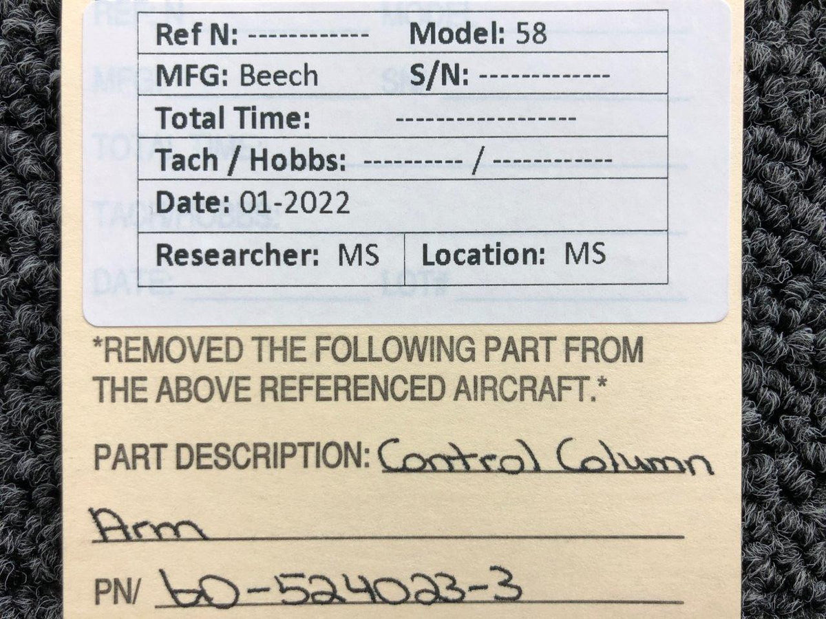 60-524023-3 Beechcraft 58 Control Column Arm (NEW OLD STOCK) BAS Part Sales | Airplane Parts