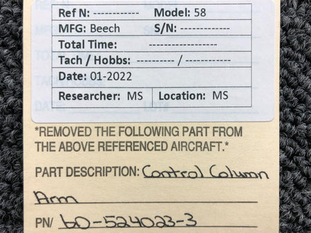 60-524023-3 Beechcraft 58 Control Column Arm (NEW OLD STOCK) BAS Part Sales | Airplane Parts