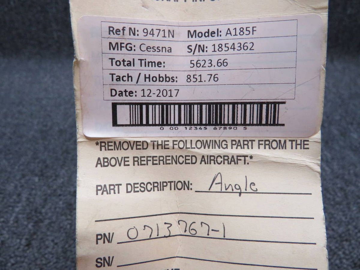 0713767-1 Cessna A185F Angle Assembly BAS Part Sales | Airplane Parts