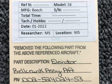 002-524024-53 Beechcraft 58 Elevator Bellcrank Assembly Aft (New Old Stock) BAS Part Sales | Airplane Parts