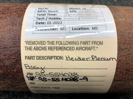 Beechcraft 95-554038 USE 95-554038-9 Beechcraft 58 Heater Plenum Duct Assembly
