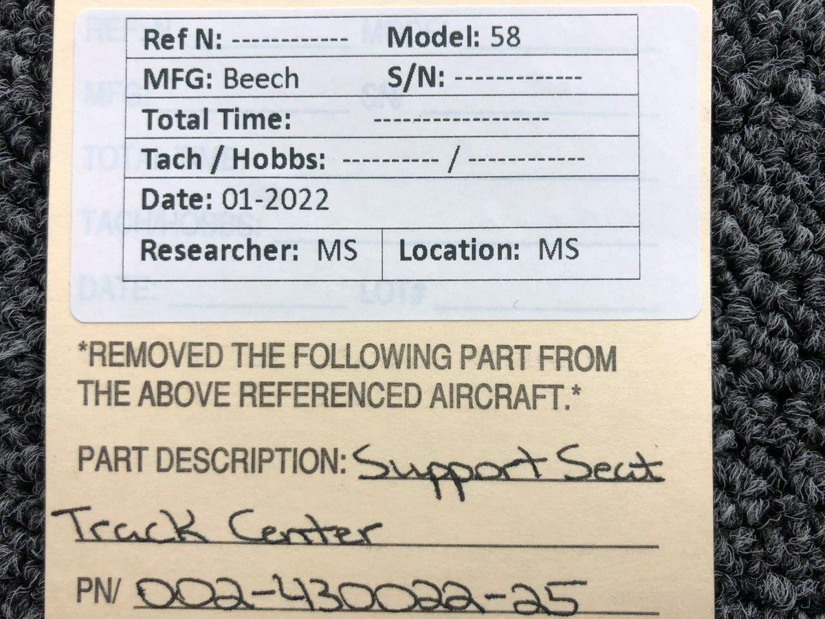 Beechcraft 002-430022-25 Beechcraft 58 Support Seat Track Center NEW OLD STOCK
