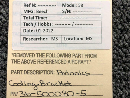 Beechcraft 36-500080-5 Beechcraft 58 Avionics Cooling Bracket NEW OLD STOCK