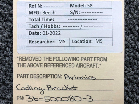 36-500080-3 Beechcraft 58 Avionics Cooling Bracket (NEW OLD STOCK) BAS Part Sales | Airplane Parts