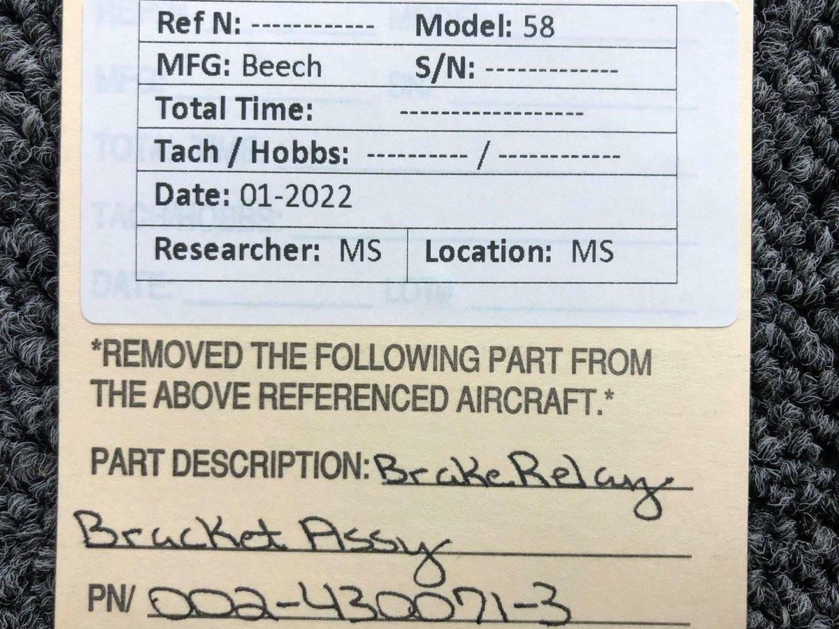 Beechcraft 002-430071-3 Beechcraft 58 Brake Relay Bracket Assembly