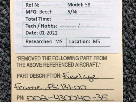 Beechcraft 002-430040-35 Beechcraft 58 Fuselage Frame STA 131.00