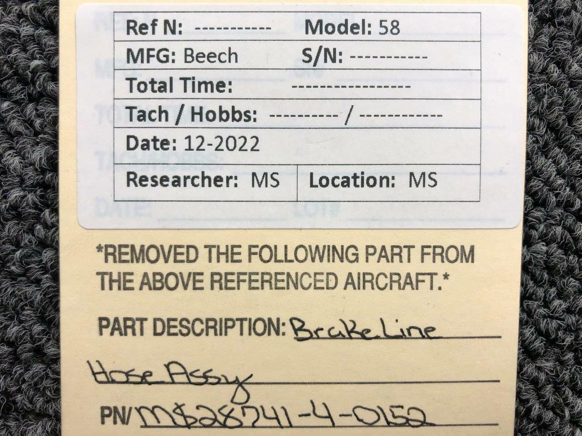 Beechcraft MS28741-4-0152 Beechcraft 58 Brake Line Hose Assembly