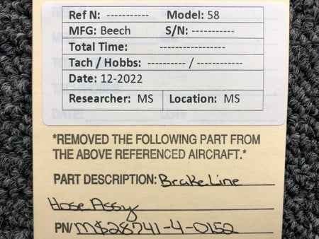 Beechcraft MS28741-4-0152 Beechcraft 58 Brake Line Hose Assembly