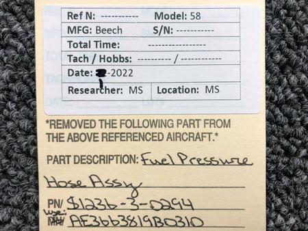 Beechcraft S1236-3-0294 USE AE3663819B0310 Beechcraft 58 Fuel Pressure Hose
