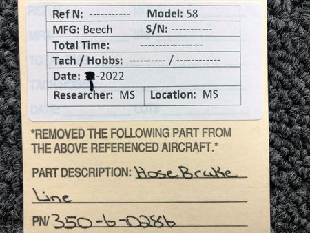 Beechcraft 350-6-0286 Beechcraft 58 Brake Line Hose Assembly