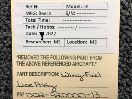 Beechcraft 002-920000-13 Beechcraft 58 Wing Fuel Line Assembly