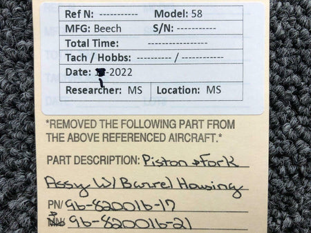 Beechcraft 96-820016-17 / 96-820016-21 Beechcraft 58 Nose Gear Housing W/ Piston and Fork