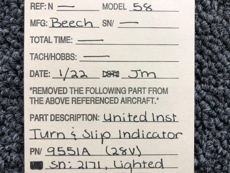 United Instruments 9551A United Instruments Turn and Slip Indicator Volts 28 Lighted