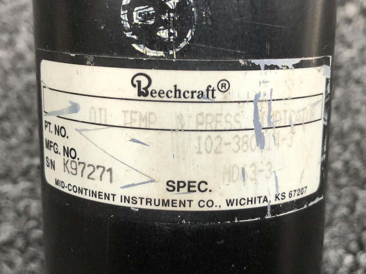 Mid-Continent Instrument MD63-3 ALT 102-380014-3 Mid-Continent Oil Temperature Indicator Volts 28