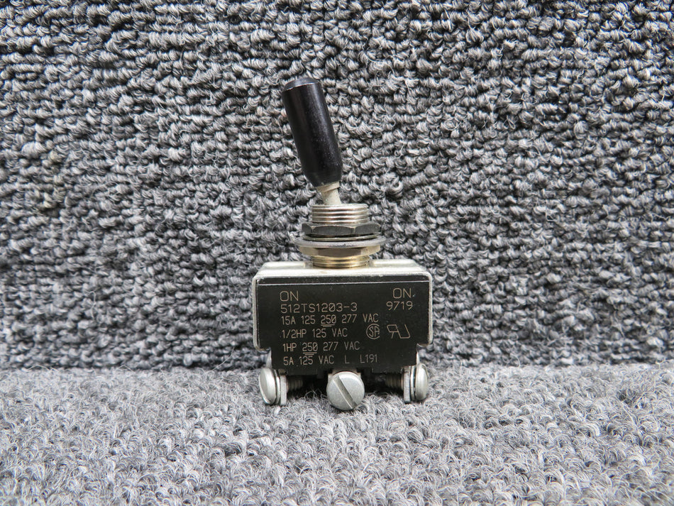 512TS1203-3 (Alt: 35-380053-1) Micro Switch Toggle Switch Assembly (15A) (Black)