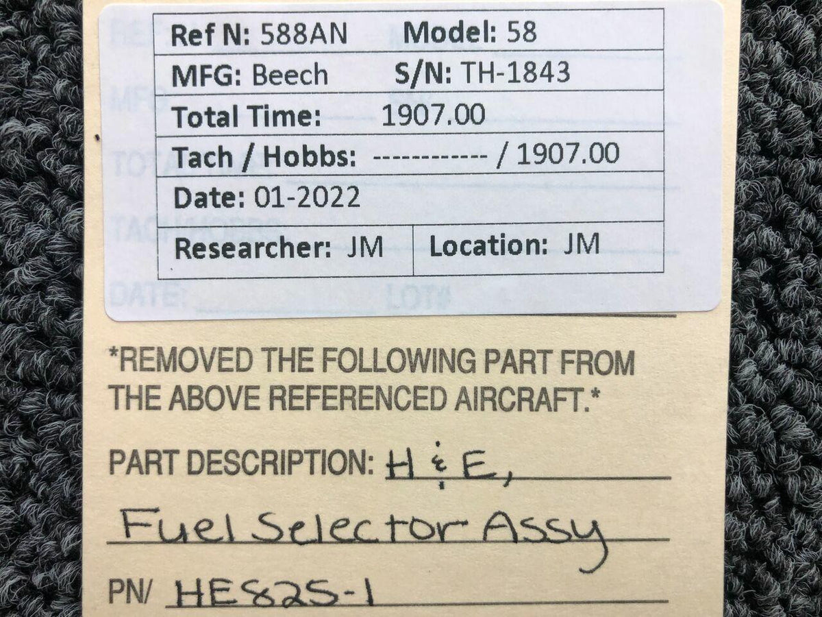 H and E Aircraft HE825-1 Beechcraft 58 HandE Fuel Selector Assembly