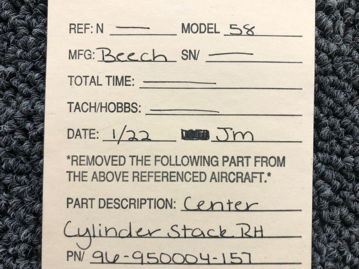 96-950004-157 Beechcraft 58 Exhaust Stack Center Cylinder RH BAS Part Sales | Airplane Parts