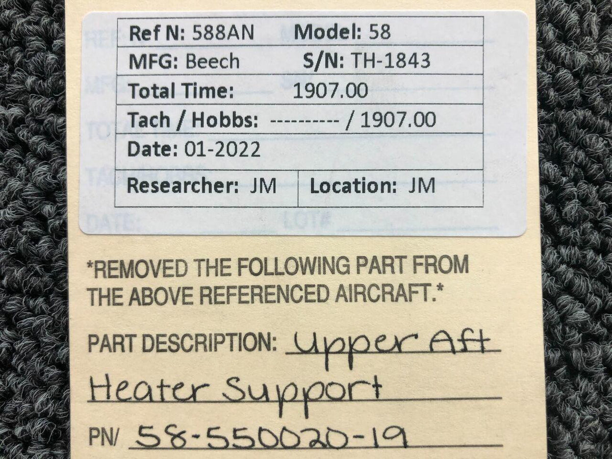 Beechcraft 58-550020-19 Beechcraft 58 Heater Upper Support Aft Assembly