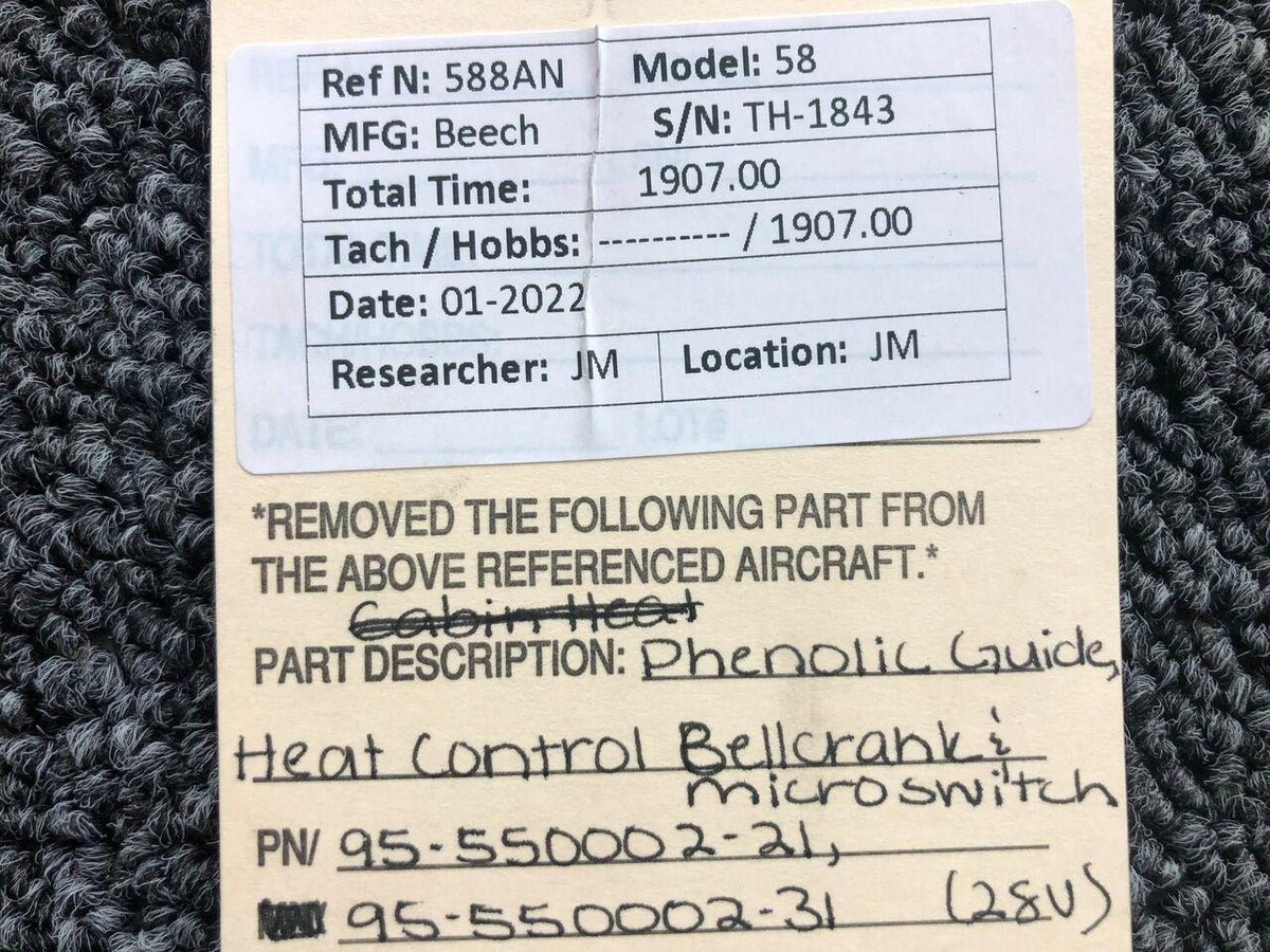 95-550002-21 / 95-550002-31 Phenolic Guide / Heat Control, Bellcrank, & Switch BAS Part Sales | Airplane Parts