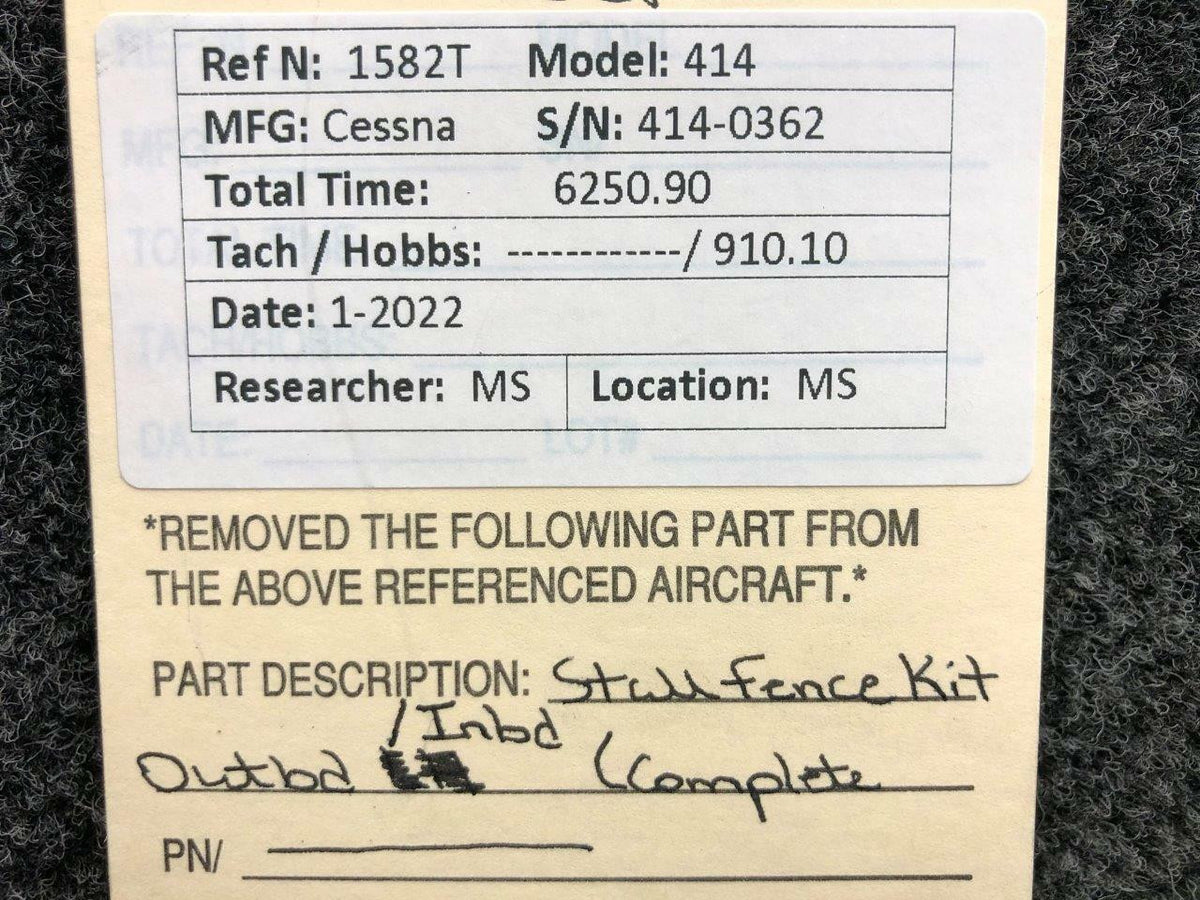 Cessna 414 Wing Stall Fence Kit Inboard / Outboard LH / RH